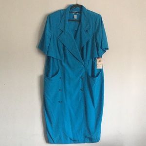 Vintage 80's NWT Leslie Fay Collections II Wrap MIDI Dress: Size 18W